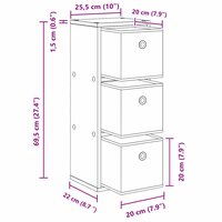 Dressoir met lade Zwart Eiken 25,5 x 22 x 69,5 cm 11