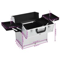 Make-up koffer 38x23x34 cm aluminium zilverkleurig 7