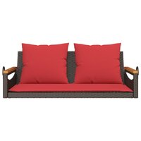 Schommelbank met kussens 109x62x40 cm poly rattan bruin 4