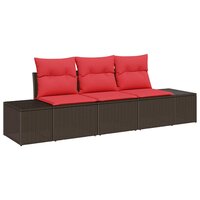 Bankstel met kussen 3 pcs Bruin poly rattan 2