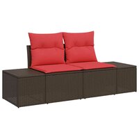 Bankstel met kussen 3 pcs Bruin poly rattan 4