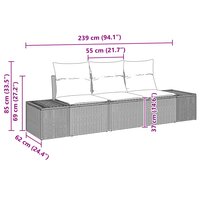 Bankstel met kussen 3 pcs Bruin poly rattan 7