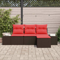 Bankstel met kussen 4 pcs Bruin Poly Rattan 3