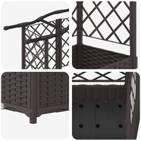 Verhoogde tuinbak met Trellis en Dak Bruin 124 x 40 x 126 cm PP 6
