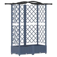 Verhoogde tuinbak met Trellis en Dak Grijs 124 x 40 x 126 cm PP 2