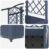 Verhoogde tuinbak met Trellis en Dak Grijs 124 x 40 x 126 cm PP 6