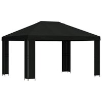 Prieel 4 &times; 3 m Zwart Polyester en staal 190 2