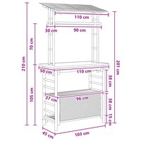 Buiten Bartafel met opslag Naturel 110 x 50 x 210 cm Bamboe 7
