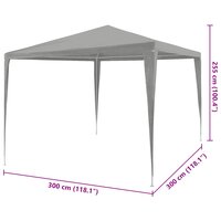 Partytent Lichtgrijs 300 x 300 x 255 cm PE en staal 7