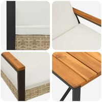 Buitenmeubelset met kussen 3 pcs Beige en Cr&egrave;me Wit poly rattan 8