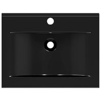 Wastafel met kraangat rechthoekig 60x46 cm keramiek zwart 7