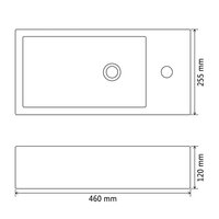 Wastafel met kraangat rechthoekig 46x25,5x12 cm keramiek zwart 6