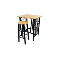 Eetset hout met zwart staal tan  2