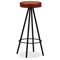 Barset massief gerecycled hout, echt leer en canvas 3-delig 9