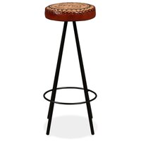 Barset massief gerecycled hout, echt leer en canvas 3-delig 11