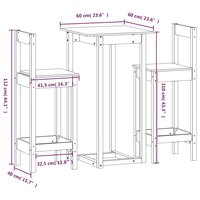 3-delige Barset massief grenenhout 9