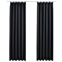 Gordijnen verduisterend met haken 2 st 140x225 cm zwart 2