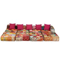 Poef vierzits modulair stof patchwork 3