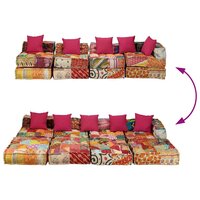 Poef vierzits modulair stof patchwork 5