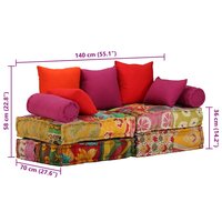 Poef tweezits modulair stof patchwork 11