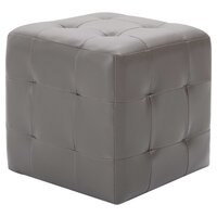 Poef 2 st 30x30x30 cm kunstleer grijs 2