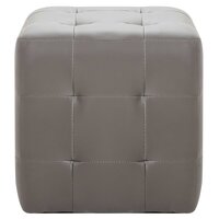 Poef 2 st 30x30x30 cm kunstleer grijs 3