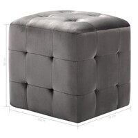 Poef 2 st 30x30x30 cm fluweel grijs 6