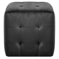 Poef 2 st 30x30x30 cm fluweel zwart 3