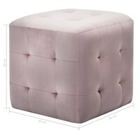 Poef 2 st 30x30x30 cm fluweel roze 5