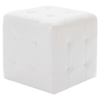 Poef 2 st 30x30x30 cm kunstleer wit 2