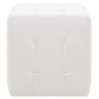 Poef 2 st 30x30x30 cm kunstleer wit 3