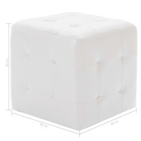 Poef 2 st 30x30x30 cm kunstleer wit 5