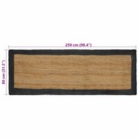 Vloerkleed Donkergrijs 80 x 250 cm Jute 8