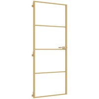 Binnendeur smal 83x201,5 cm gehard glas en aluminium goudkleur 2