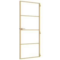Binnendeur smal 83x201,5 cm gehard glas en aluminium goudkleur 4