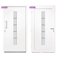 Voordeur 100x210 cm aluminium en PVC wit 6