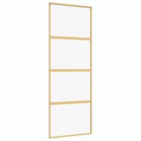 Schuifdeur 76x205 cm helder ESG-glas en aluminium goudkleurig 2