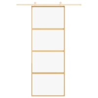 Schuifdeur 76x205 cm helder ESG-glas en aluminium goudkleurig 3