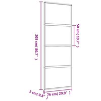 Schuifdeur 76x205 cm helder ESG-glas en aluminium goudkleurig 9