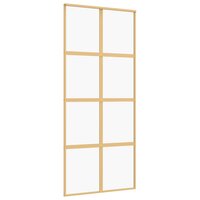 Schuifdeur 90x205 cm helder ESG-glas en aluminium goudkleurig 2