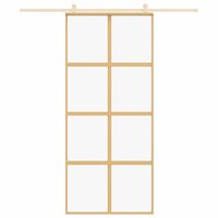 Schuifdeur 90x205 cm helder ESG-glas en aluminium goudkleurig 3