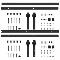 Hardwaresets voor schuifdeuren 2 st 200 cm staal zwart 4