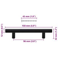 Handvatten 10 st 96 mm roestvrij staal zwart 10