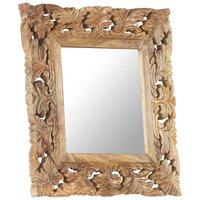 Spiegel handgesneden 50x50 cm massief mangohout bruin 2