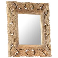 Spiegel handgesneden 50x50 cm massief mangohout bruin 7