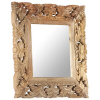 Spiegel handgesneden 50x50 cm massief mangohout bruin 8