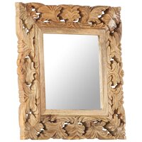 Spiegel handgesneden 50x50 cm massief mangohout bruin 9
