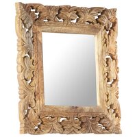 Spiegel handgesneden 50x50 cm massief mangohout bruin 10