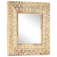 Spiegel handgesneden 50x50x2,6 cm massief mangohout 7