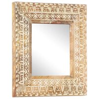 Spiegel handgesneden 50x50x2,6 cm massief mangohout 8